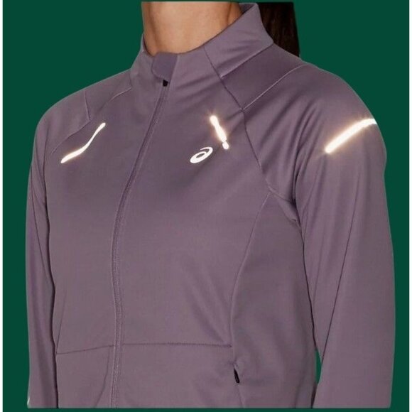 Asics Lite Show 2 Jacket Purple Reflective Thumbhole Running Active Women Medium - Picture 12 of 12